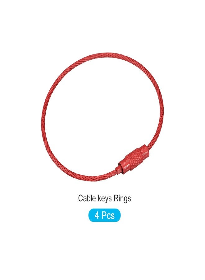 METALLIXITY Wire Keychains (160mm/6.3") 4Pcs, Carbon Steel Wire Keychains Loops Tag Cable Rings for Hanging Luggage Tags or ID Tags, Red - Image 5